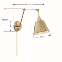 One Light Wall Sconce by Crystorama - Mitchell Collection, Aged Brass Finish - MIT-A8021-AG