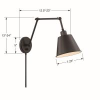 One Light Wall Sconce by Crystorama - Mitchell Collection, Matte Black Finish - MIT-A8021-MK
