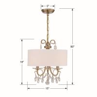 Three Light Chandelier by Crystorama - Othello Collection, Vibrant Gold Finish - 6623-VG-CL-S