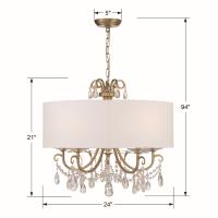 Five Light Chandelier by Crystorama - Othello Collection, Vibrant Gold Finish - 6625-VG-CL-S