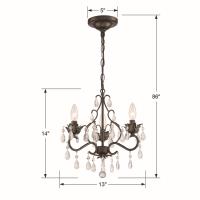 Three Light Mini Chandelier by Crystorama - Paris Market Collection, English Bronze Finish - 4534-EB-CL-MWP