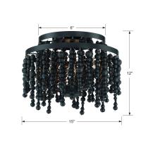 Three Light Semi Flush Mount by Crystorama - Poppy Collection, Matte Black Finish - POP-A5073-MK