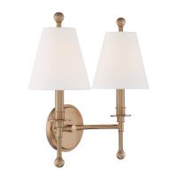 Two Light Wall Sconce by Crystorama - Riverdale Collection, Aged Brass Finish - RIV-383-AG