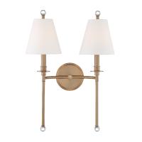 Two Light Wall Sconce by Crystorama - Riverdale Collection, Aged Brass Finish - RIV-383-AG