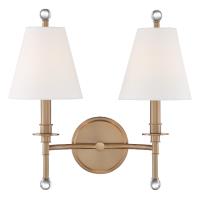 Two Light Wall Sconce by Crystorama - Riverdale Collection, Aged Brass Finish - RIV-383-AG
