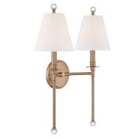 Two Light Wall Sconce by Crystorama - Riverdale Collection, Aged Brass Finish - RIV-383-AG