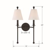 Two Light Wall Sconce by Crystorama - Riverdale Collection, Black Forged Finish - RIV-383-BF