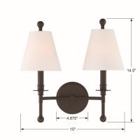 Two Light Wall Sconce by Crystorama - Riverdale Collection, Dark Bronze Finish - RIV-383-DB