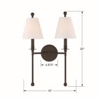 Two Light Wall Sconce by Crystorama - Riverdale Collection, Dark Bronze Finish - RIV-383-DB
