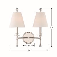 Two Light Wall Sconce by Crystorama - Riverdale Collection, Polished Nickel Finish - RIV-383-PN