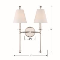 Two Light Wall Sconce by Crystorama - Riverdale Collection, Polished Nickel Finish - RIV-383-PN