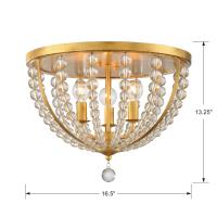 Three Light Flush Mount by Crystorama - Roxy Collection, Antique Gold Finish - ROX-A9000-GA