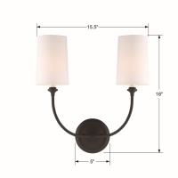 Two Light Wall Sconce by Crystorama - Sylvan Collection, Black Forged Finish - 2242-BF