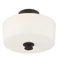 Two Light Semi Flush Mount by Crystorama - Travis Collection, Black Forged Finish - TRA-A3302-BF
