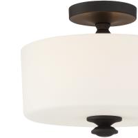 Two Light Semi Flush Mount by Crystorama - Travis Collection, Black Forged Finish - TRA-A3302-BF