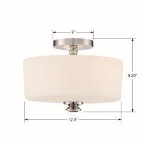 Two Light Semi Flush Mount by Crystorama - Travis Collection, Polished Nickel Finish - TRA-A3302-PN