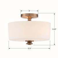 Two Light Semi Flush Mount by Crystorama - Travis Collection, Vibrant Gold Finish - TRA-A3302-VG
