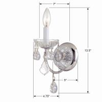 One Light Wall Sconce by Crystorama - Imperial Collection, Polished Chrome Finish - 3221-CH-CL-I