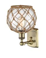 LED Wall Sconce by Innovations - Ballston Collection, Antique Brass Finish - 516-1W-AB-G122-8RB-LED