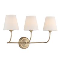 Three Light Bathroom Vanity by Crystorama - Sylvan Collection, Vibrant Gold Finish - 2443-OP-VG