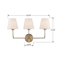 Three Light Bathroom Vanity by Crystorama - Sylvan Collection, Vibrant Gold Finish - 2443-OP-VG