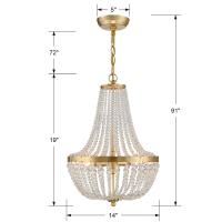 Three Light Chandelier by Crystorama - Rylee Collection, Antique Gold Finish - 603-GA