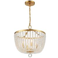 Four Light Chandelier by Crystorama - Rylee Collection, Antique Gold Finish - 604-GA