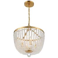 Four Light Chandelier by Crystorama - Rylee Collection, Antique Gold Finish - 604-GA