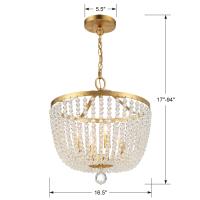 Four Light Chandelier by Crystorama - Rylee Collection, Antique Gold Finish - 604-GA