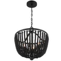Four Light Chandelier by Crystorama - Rylee Collection, Matte Black Finish - 604-MK