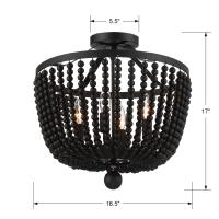 Four Light Semi Flush Mount by Crystorama - Rylee Collection, Matte Black Finish - 604-MK_CEILING