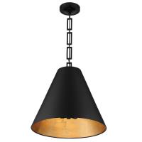 Three Light Chandelier by Crystorama - Alston Collection, Matte Black + Antique Gold Finish - 8687-MK-GA