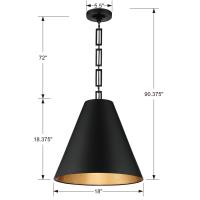Three Light Chandelier by Crystorama - Alston Collection, Matte Black + Antique Gold Finish - 8687-MK-GA