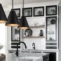 Three Light Chandelier by Crystorama - Alston Collection, Matte Black + Antique Gold Finish - 8687-MK-GA
