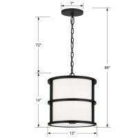 Three Light Pendant by Crystorama - Hulton Collection, Matte Black Finish - 9593-MK