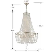 Nine Light Chandelier by Crystorama - Arcadia Collection, Antique Silver Finish - ARC-1917-SA-CL-MWP