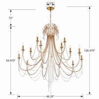 15 Light Chandelier by Crystorama - Arcadia Collection, Antique Gold Finish - ARC-1919-GA-CL-MWP