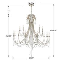 15 Light Chandelier by Crystorama - Arcadia Collection, Antique Silver Finish - ARC-1919-SA-CL-MWP