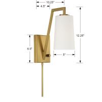 One Light Wall Sconce by Crystorama - Avon Collection, Aged Brass Finish - AVO-B4201-AG