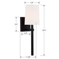 One Light Wall Sconce by Crystorama - Bromley Collection, Black Forged Finish - BRO-451-BF