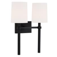 Two Light Wall Sconce by Crystorama - Bromley Collection, Black Forged Finish - BRO-452-BF