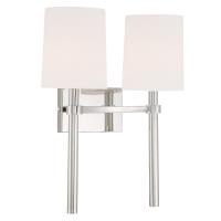 Two Light Wall Sconce by Crystorama - Bromley Collection, Polished Nickel Finish - BRO-452-PN