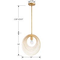 One Light Pendant by Crystorama - Doral Collection, Renaissance Gold Finish - DOR-B7701-RG