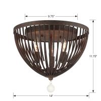 Three Light Flush Mount by Crystorama - Duval Collection, Forged Bronze Finish - DUV-620-FB