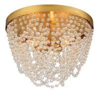 Three Light Flush Mount by Crystorama - Fiona Collection, Antique Gold Finish - FIO-A9103-GA-CL