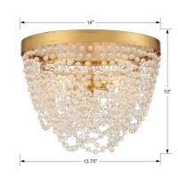 Three Light Flush Mount by Crystorama - Fiona Collection, Antique Gold Finish - FIO-A9103-GA-CL