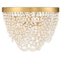 Three Light Flush Mount by Crystorama - Fiona Collection, Antique Gold Finish - FIO-A9103-GA-WH