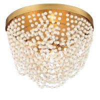 Three Light Flush Mount by Crystorama - Fiona Collection, Antique Gold Finish - FIO-A9103-GA-WH