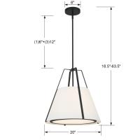 Three Light Pendant by Crystorama - Fulton Collection, Black Finish - FUL-904-BK