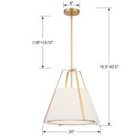 Three Light Pendant by Crystorama - Fulton Collection, Antique Gold Finish - FUL-904-GA